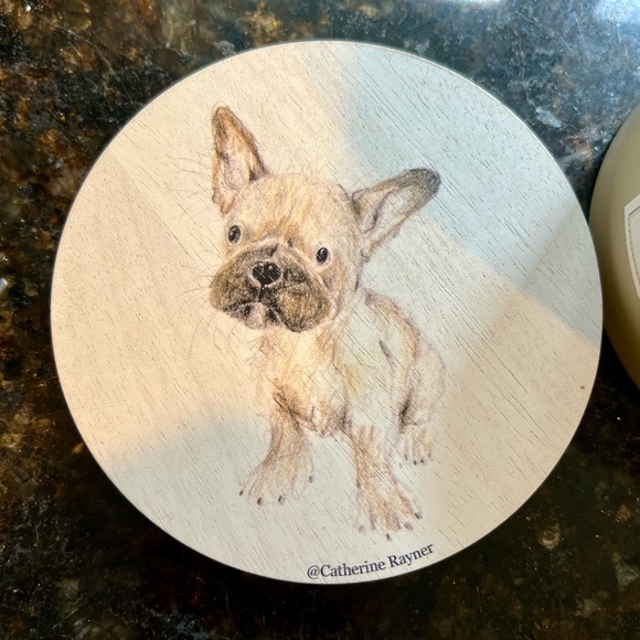 Sand + Paws Clean Waves Candle 12 oz – French Bulldog Lid frenchie dog – New - Picture 2 of 7